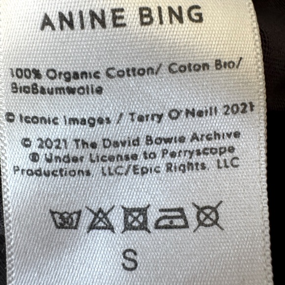 Anine Bing Joel Stardust Tee in Washed Black – Size Small - Picture 6 of 6